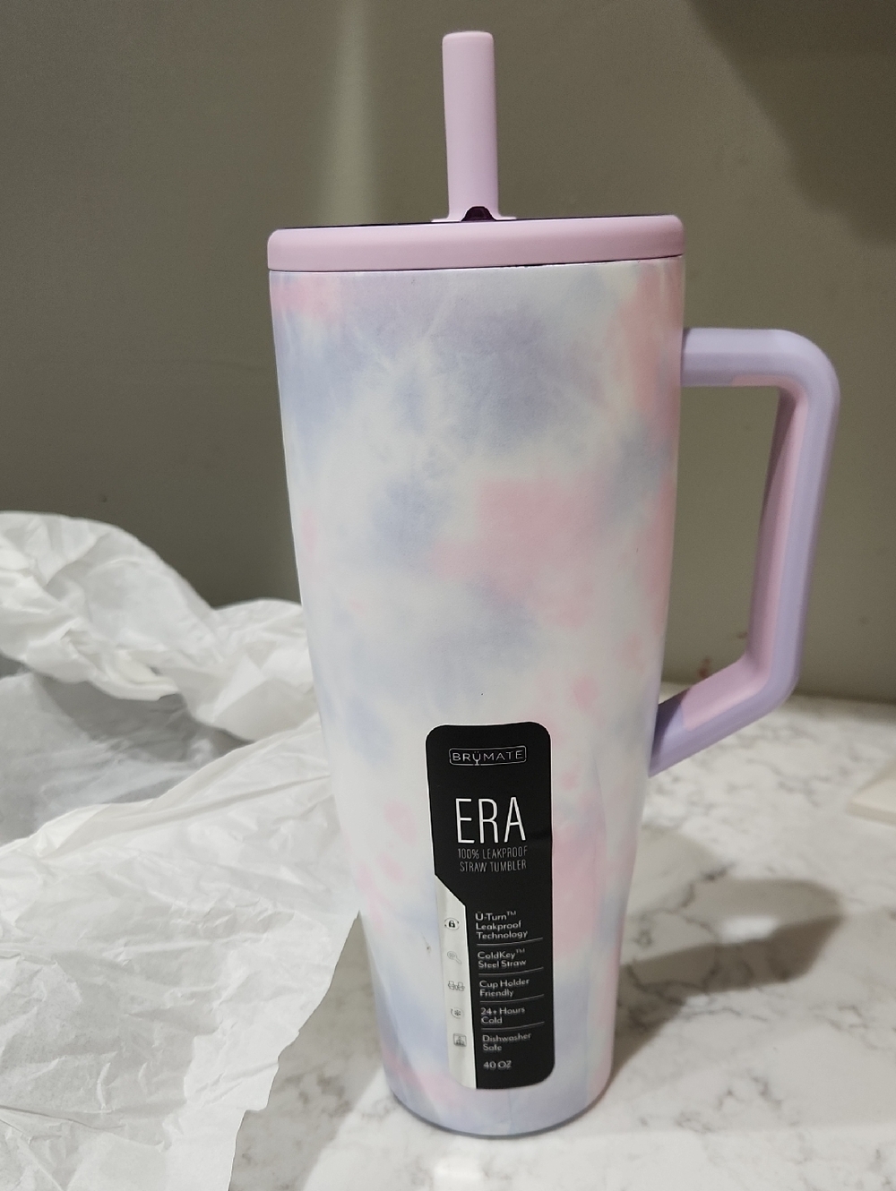 BrüMate 40oz ERA X Emily Fauver DayDream Purple Tie Dye Tumbler